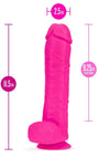 Au Naturel Bold Big John Dildo with Suction Cup and Balls - Pink - 11in