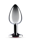 B-Vibe Stainless Steel Jewel Butt Plug - Red/Silver - 3.25in
