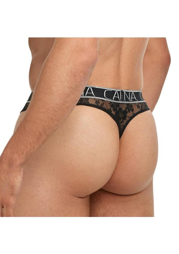 Banana Cabana Lace Nights Thong - Black - Large/XLarge