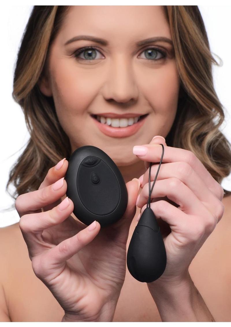 how to put on a garter belt and stockings Bang 10X Silicone vibrating egg black main image 0