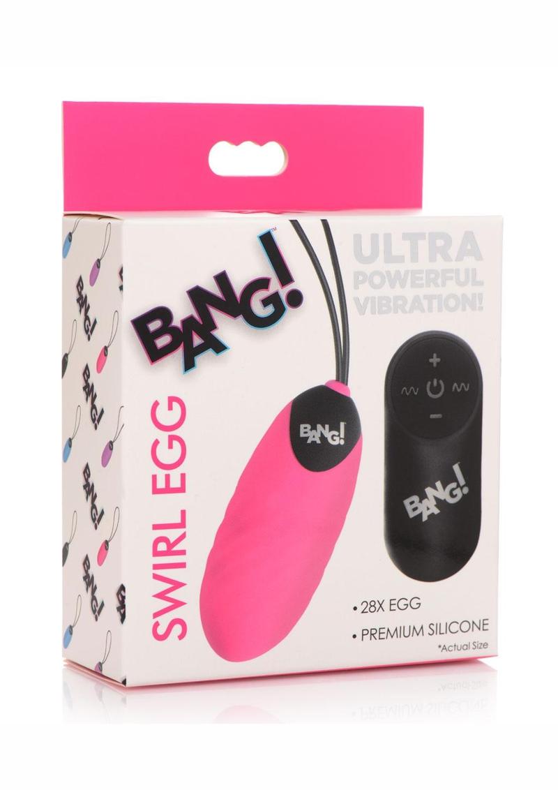 Bang! 28x Swirl Rechargeable Silicone Egg with Remote Control  Emerald  Fantaseas