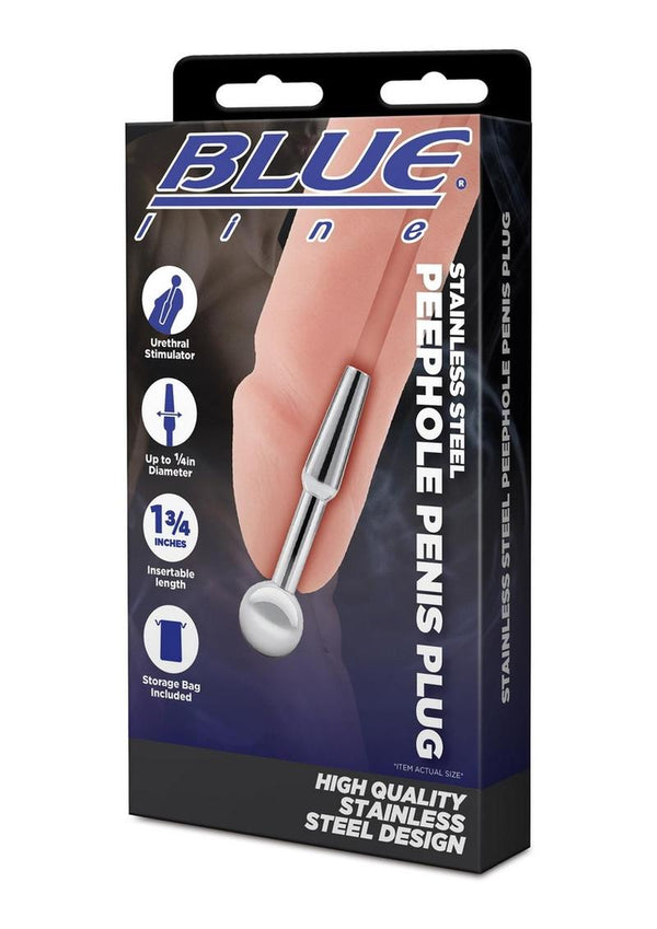 Blue Line Peephole Penis Plug - Stainless - PATS Inc.