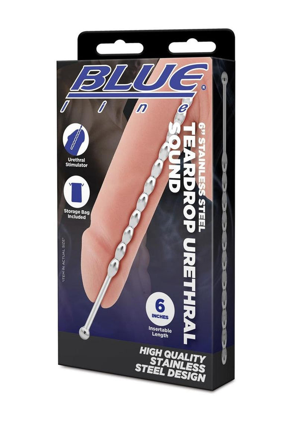 Blue Line Teardrop Urethral Sound 6in - Stainless - PATS Inc.