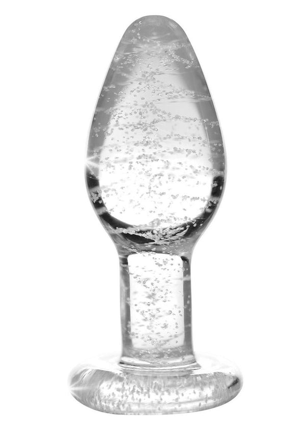 Booty Sparks Glow In The Dark Glass Anal Plug - Clear/Glow In The Dark - Small