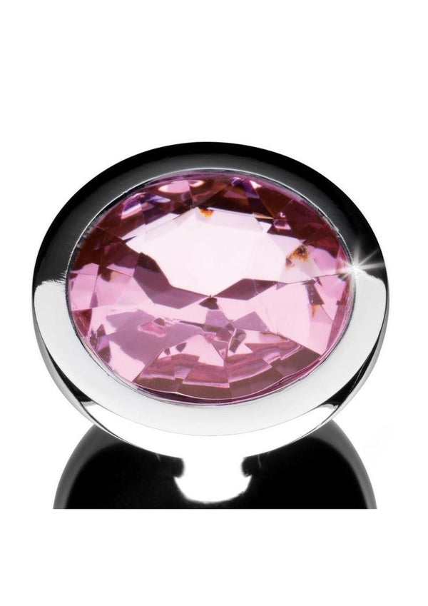 Booty Sparks Pink Gem Medium Anal Plug - Metal/Pink - Medium