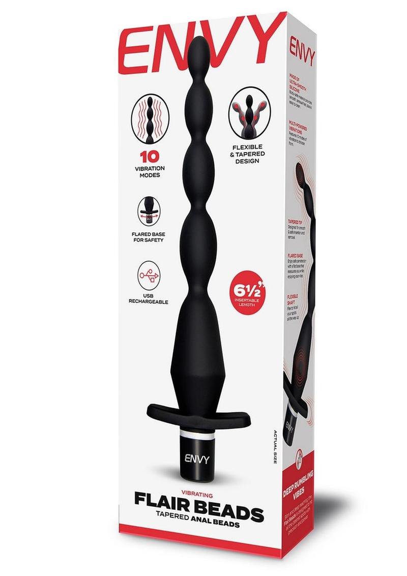 Envy Toys Vibrating Flair Beads Rechargeable Silicone Tapered Anal Bea   Emerald Fantaseas