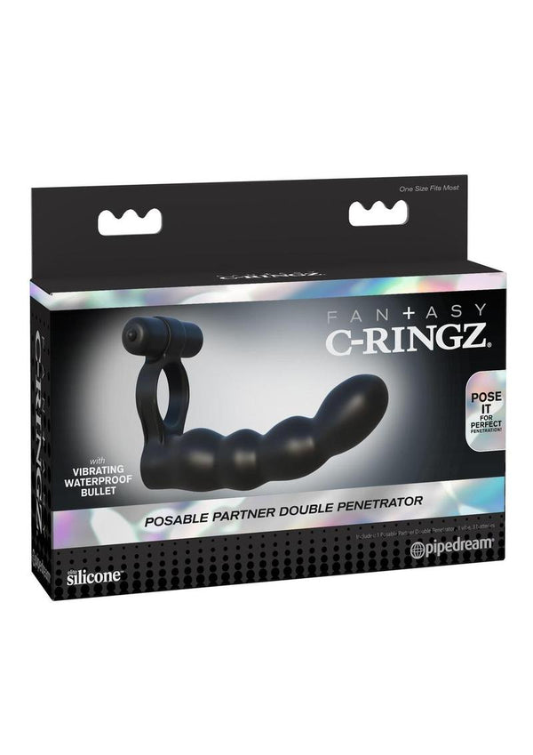 Fantasy C-Ringz Posable Partner Double Penetrator Cock Ring with Bullet - PATS Inc.