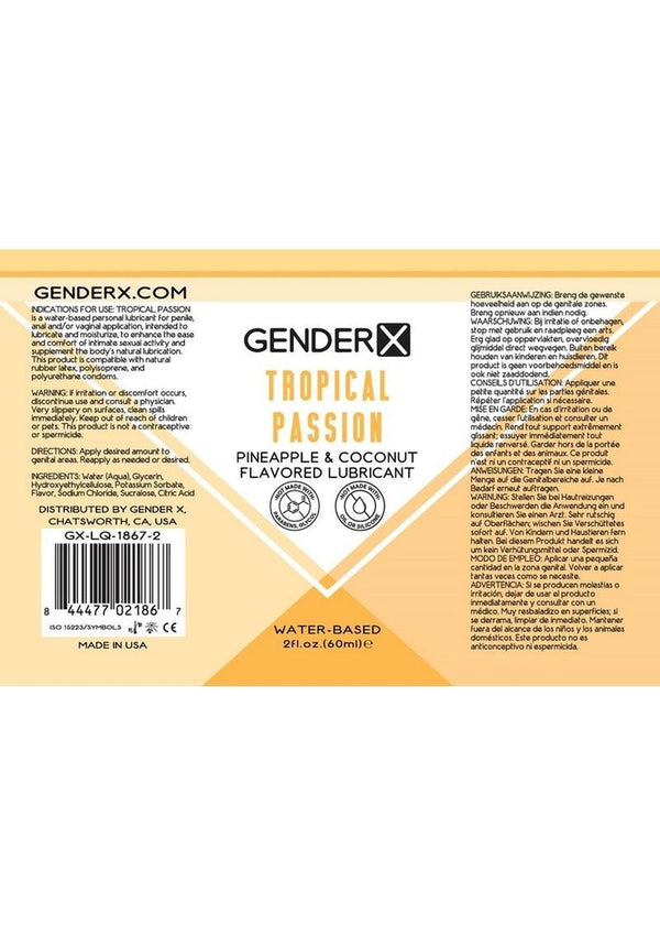 Gender X Tropical Passion Water Based Flavored Lubricant - 2oz.