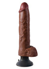 King Cock Vibrating Dildo with Balls - Chocolate - 10in