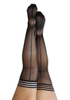 Kixies Lois Sheer Back Seamed Thigh High - Size C - Black - Large