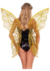 Leg Avenue Iridescent Strapless Fairy Wings - Gold - One Size