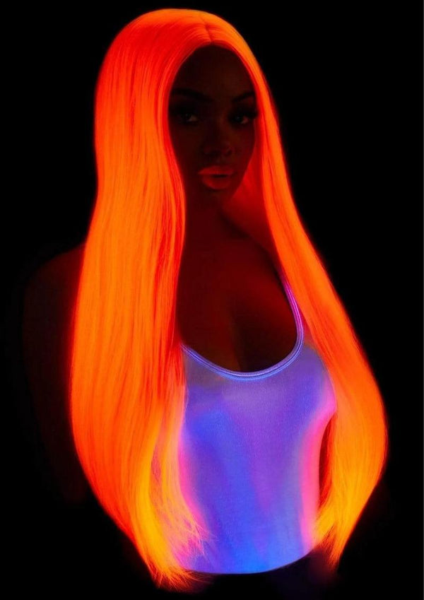 Leg Avenue Long Straight 33 Center Part Wig - Neon Pink/Pink - One Size