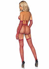 Leg Avenue Rhinestone Fishnet Garter Skirt Set with Bikini Top, G-String, Gloves and Matching Stockings - PATS Inc.