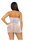Leg Avenue Rhinestone Lace and Net Halter Mini Dress - White - One Size