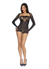 Leg Avenue Rhinestone Lace Strapless Sweetheart Romper and Matching Shrug