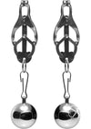 Master Series Deviant Monarch Weighted Nipple Clamps - Metal/Silver