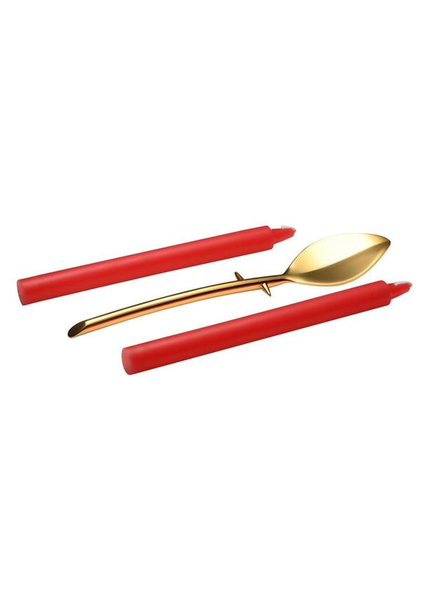 Master Series Drip Sensation Spoon and Drip Candle - Gold/Red - Set