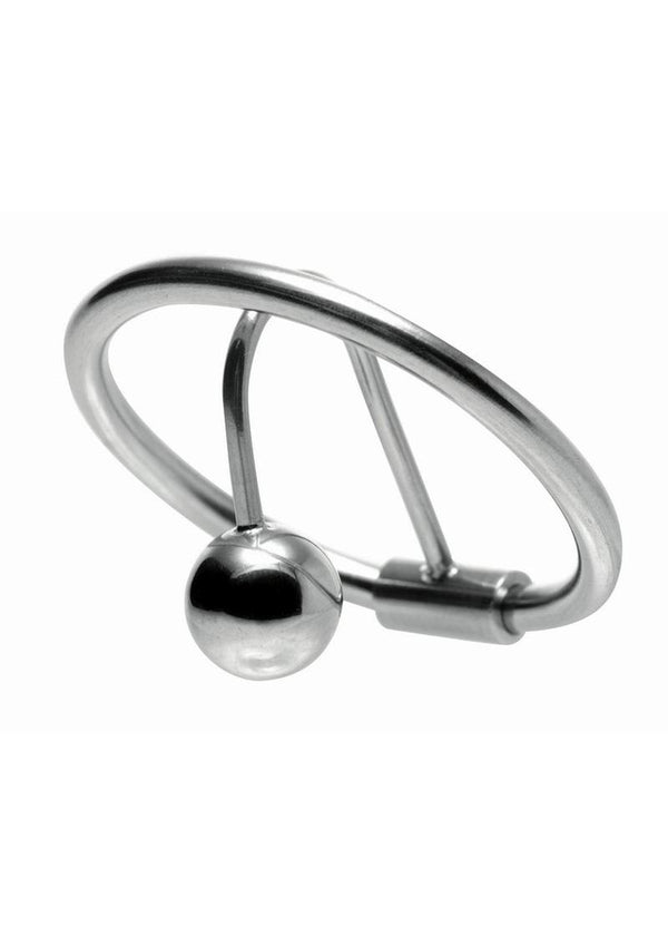 Master Series Halo Urethral Plug with Glans Ring - Gray/Metal/Silver