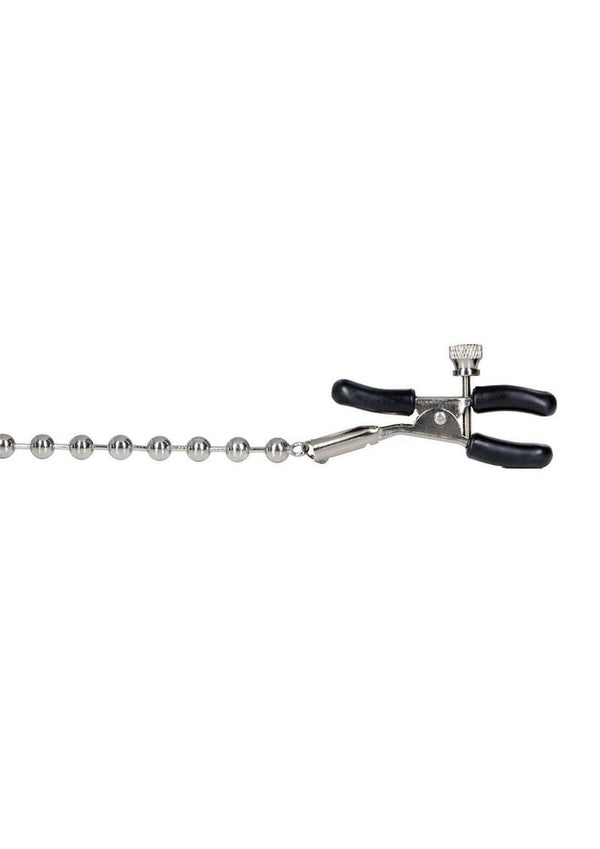 Nipple Play Silver Beaded Chain Nipple Clamps - Silver
