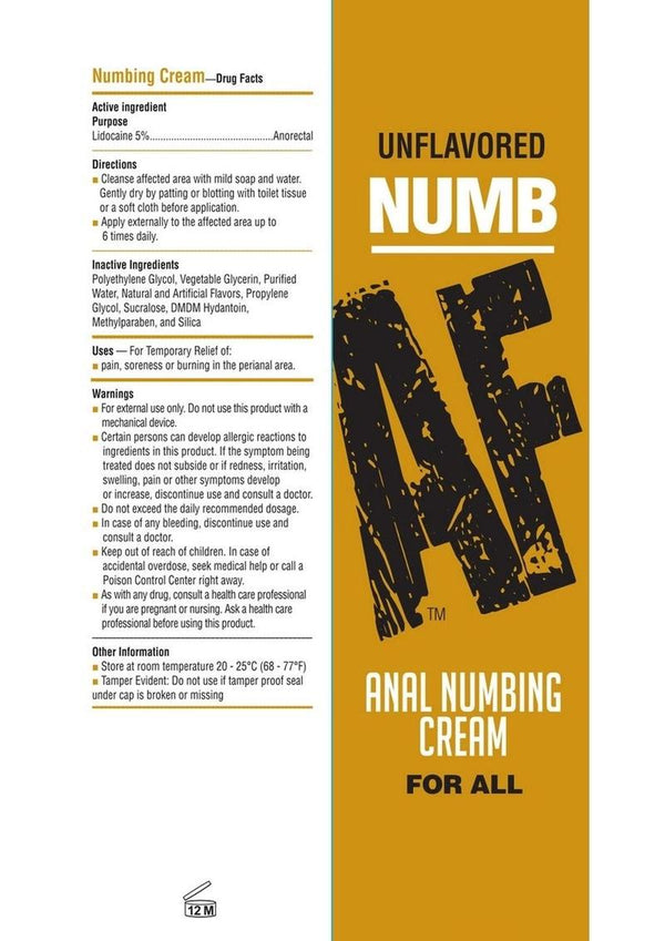 Numb AF Anal Numbing Cream Unflavored - PATS Inc.