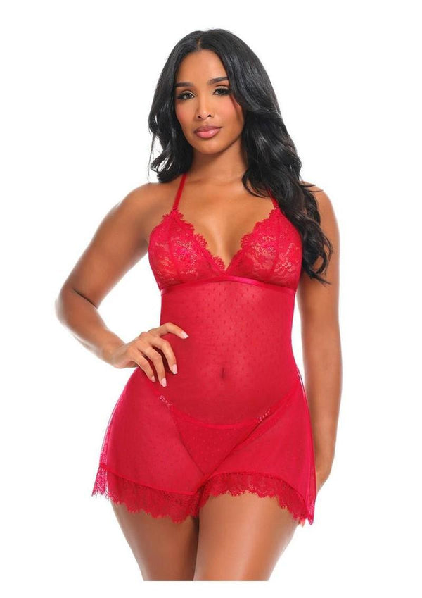 Oh LA LA Cheri Aliza Babydoll - Red - Large/XLarge