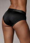 Ouch! Vibrating Strap-On High-Cut Brief Rechargeable - Black - Large/Medium