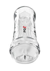 Pdx Extreme Wet Pussies Super Luscious Lips Control Freak Self Lubricating Vibrating Stroker with Remote - Pussy - Clear/Frost
