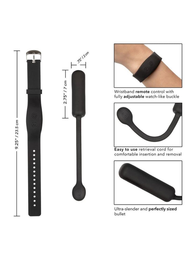Petite Bullet Vibrator with Wristband Remote Control - Black