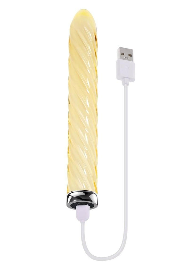 Playboy Twist Of Fate Rechargeable Glass Twirling Vibrator - Yellow
