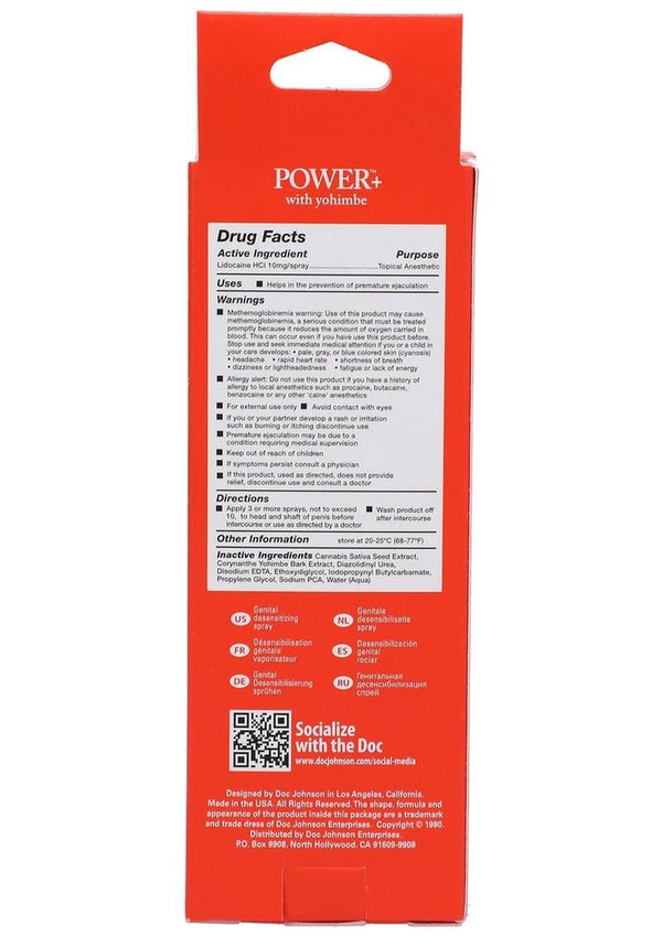 Power Plus with Yohimbe Delay Spray For Men - 2oz - Boxed