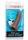 Ppa with Jock Strap Strap-On Penis Sleeve - Chocolate - 7in