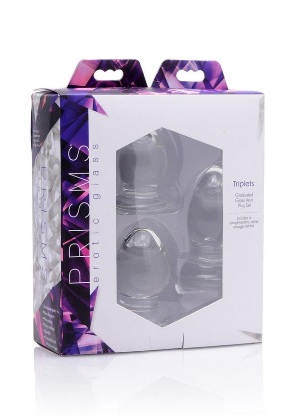 Prisms Triplets 3 Piece Glass Anal Plug Kit - Clear