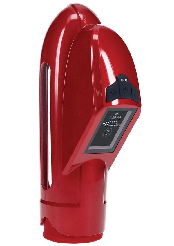 Pumped Digisub Automatic Digital Display Submersible Penis Pump - Metallic - Red