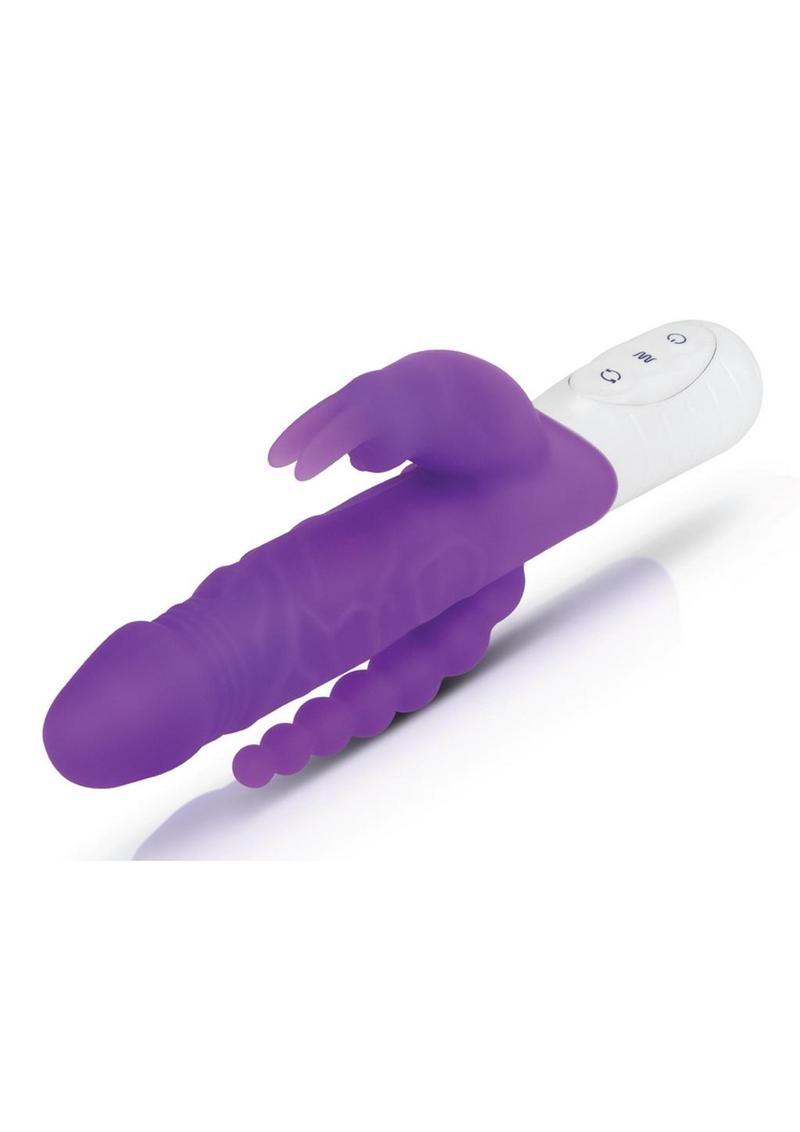 Rabbit Essentials Silicone Rechargeable Slim Realistic Double Penetrat   Emerald Fantaseas