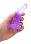 Realrock Crystal Clear Non Realistic Dildo with Suction Cup - Clear/Purple - 4.7in