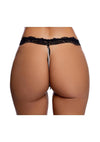 Playboy Lacey Pearl Crotchless Panty - Os - Black