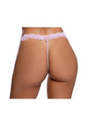 Playboy Lacey Pearl Crotchless Panty - Os - Light Pink