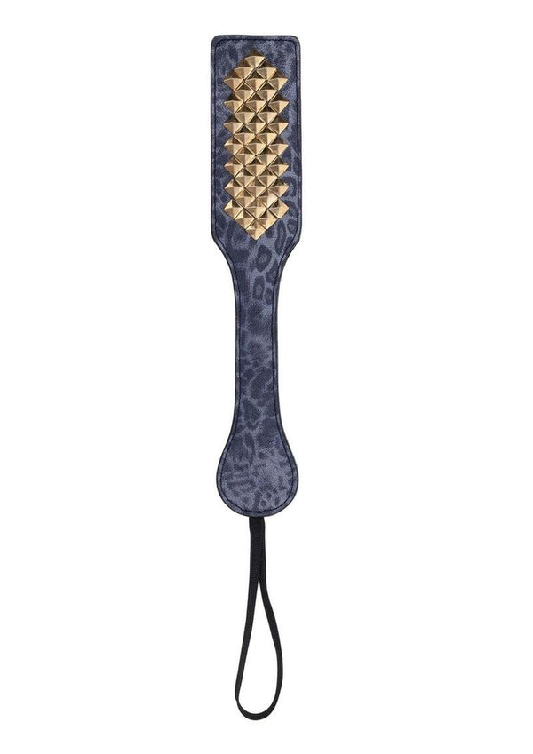 Sex and Mischief Cougar Studded Paddle - Blue/Gold/Navy