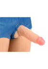Strap U Booty Shorts Strap-On Harness with Dildo - Blue/Vanilla - Large - 6in