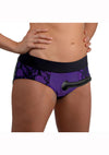 Strap U Lace Envy Pegging Set with Lace Crotchless Panty Harness and Dildo - Black/Purple - Large/XLarge - 5in