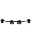 Strict Leather Adjustable Swiveling Spreader Bar with Leather Cuffs - Black/Silver