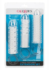 Textured Extension Set Penis Sleeves - Clear - 3 Piece