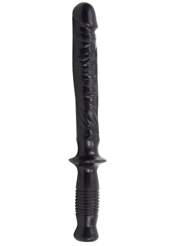 The Manhandler Dildo with Handle - Black - 10in
