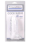Titanmen Cock Sleeve with Ball Strap - Clear - 6in