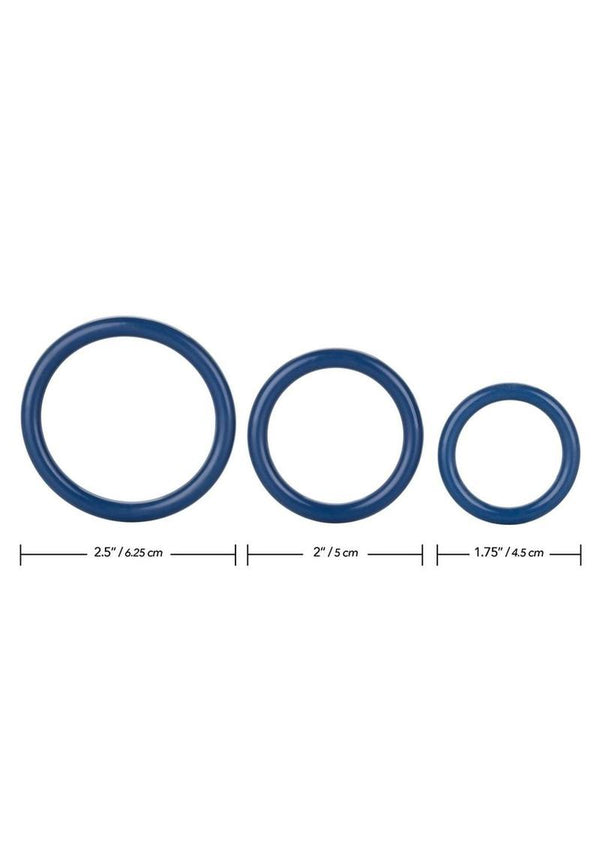 Tri Rings Cock Ring - Blue - 3 Piece Set/Set