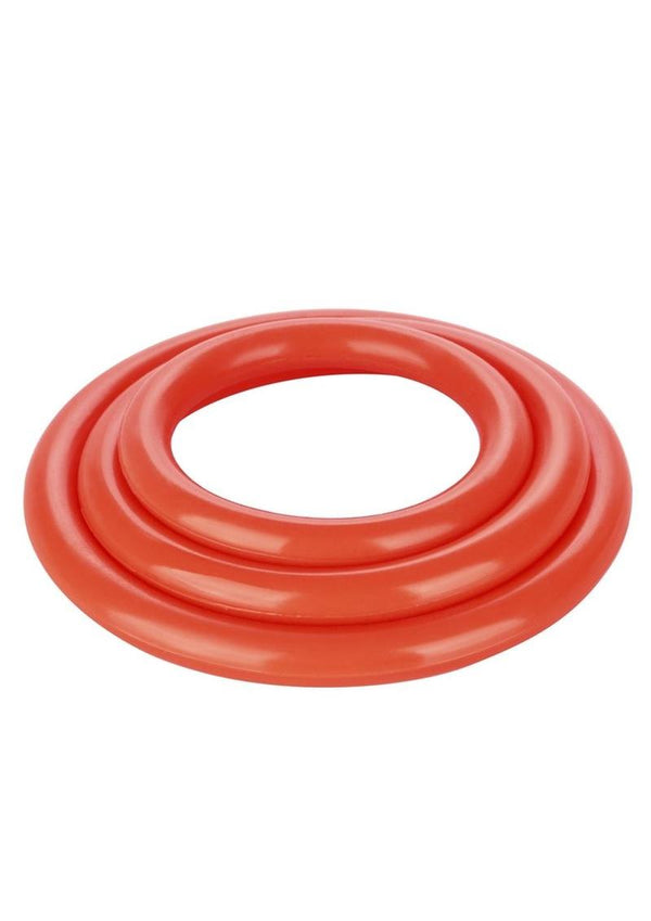 Tri Rings Cock Ring - Red - 3 Piece Set/Set