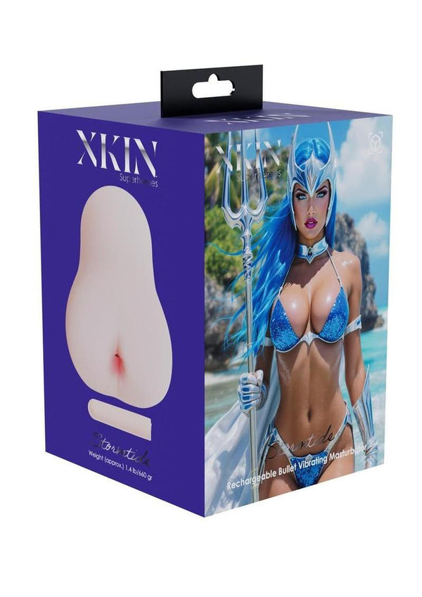Xkin Stormtide Superhero Masturbator with Rechargeable Vibrating Bullet - Female Ass - Vanilla