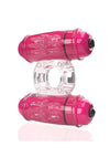 4b Double Wammy Silicone Rechargeable Dual Vibrating Couples Cock Ring - Red/Strawberry