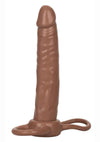 Accommodator Dual Penetrator Dildo Cock Ring - Brown