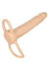 Accommodator Dual Penetrator Dildo Cock Ring - Ivory/White